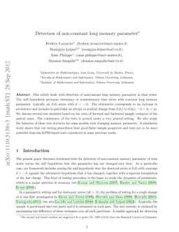 Detection of non-constant long memory parameter