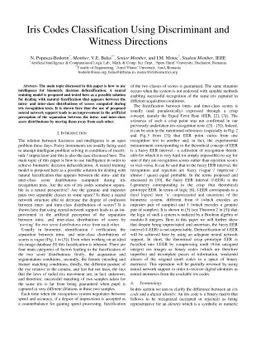 Iris Codes Classification Using Discriminant and Witness Directions