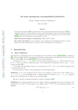 On some quasigroup cryptographical primitives