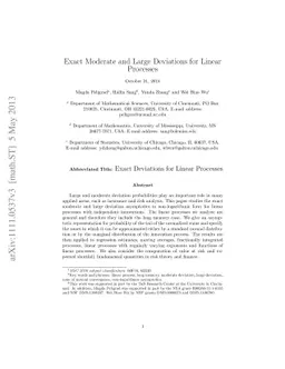 Exact Moderate and Large Deviations for Linear Processes