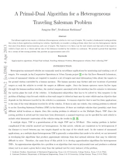A Primal Dual Algorithm for a Heterogeneous Traveling Salesman Problem