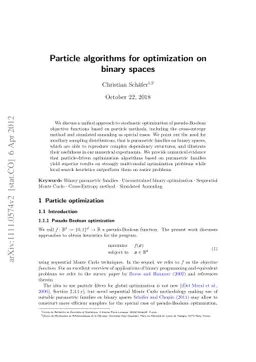 Particle algorithms for optimization on binary spaces