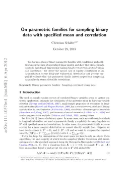 On parametric families for sampling binary data with specified mean and
  correlation