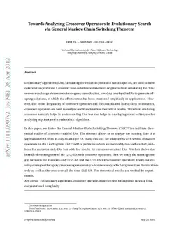 Towards Analyzing Crossover Operators in Evolutionary Search via General
  Markov Chain Switching Theorem