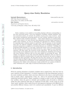 Query-time Entity Resolution