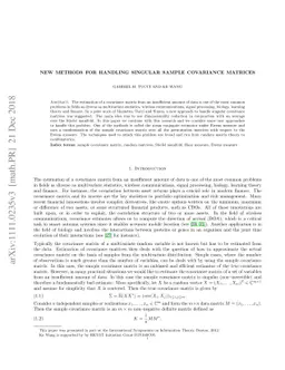 New Methods for Handling Singular Sample Covariance Matrices
