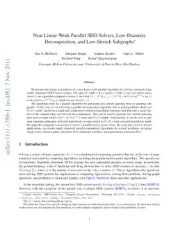 Near Linear-Work Parallel SDD Solvers, Low-Diameter Decomposition, and
  Low-Stretch Subgraphs