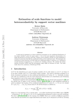 Estimation of scale functions to model heteroscedasticity by support
  vector machines