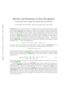 Sparsity and Robustness in Face Recognition