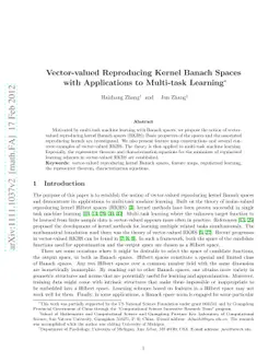 Vector-valued Reproducing Kernel Banach Spaces with Applications to
  Multi-task Learning