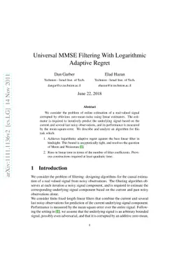 Universal MMSE Filtering With Logarithmic Adaptive Regret