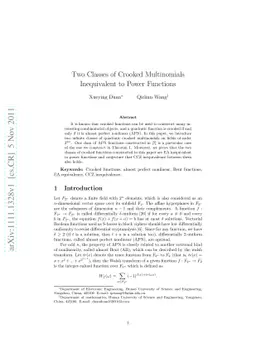 Two Classes of Crooked Multinomials Inequivalent to Power Functions