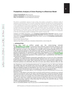 Probabilistic Analysis of Onion Routing in a Black-box Model