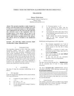 Three Tier Encryption Algorithm For Secure File Transfer