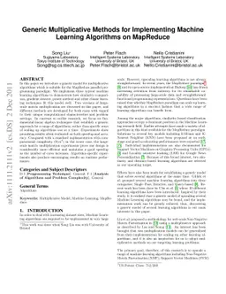 Generic Multiplicative Methods for Implementing Machine Learning
  Algorithms on MapReduce