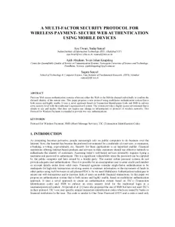A Multi-Factor Security Protocol for Wireless Payment - Secure Web
  Authentication using Mobile Devices