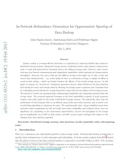 In-Network Redundancy Generation for Opportunistic Speedup of Backup