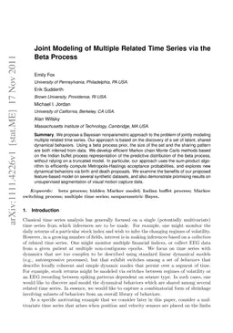 Joint Modeling of Multiple Related Time Series via the Beta Process
