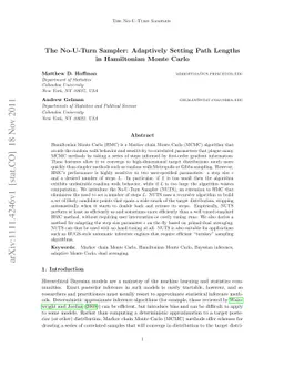 The No-U-Turn Sampler: Adaptively Setting Path Lengths in Hamiltonian
  Monte Carlo