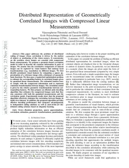 Distributed Representation of Geometrically Correlated Images with
  Compressed Linear Measurements
