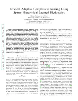 Efficient Adaptive Compressive Sensing Using Sparse Hierarchical Learned
  Dictionaries