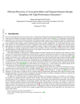 Efficient Discovery of Association Rules and Frequent Itemsets through
  Sampling with Tight Performance Guarantees