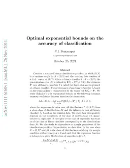 Optimal exponential bounds on the accuracy of classification