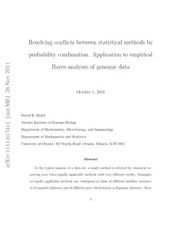 Resolving conflicts between statistical methods by probability
  combination: Application to empirical Bayes analyses of genomic data