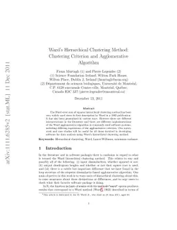 Ward's Hierarchical Clustering Method: Clustering Criterion and
  Agglomerative Algorithm