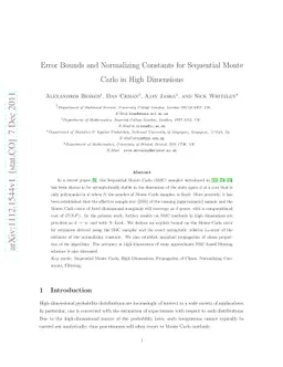 Error Bounds and Normalizing Constants for Sequential Monte Carlo in
  High Dimensions