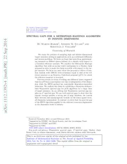 Spectral gaps for a Metropolis-Hastings algorithm in infinite dimensions