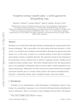 Complexity-entropy causality plane: a useful approach for distinguishing
  songs