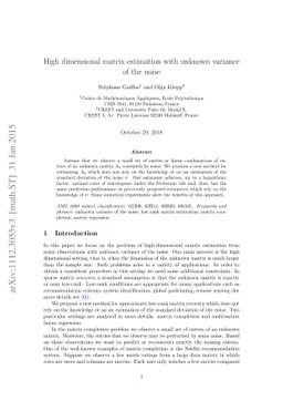 High dimensional matrix estimation with unknown variance of the noise