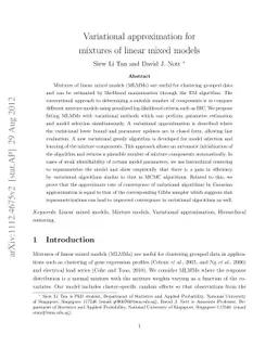 Variational approximation for mixtures of linear mixed models