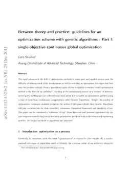 Between theory and practice: guidelines for an optimization scheme with
  genetic algorithms - Part I: single-objective continuous global optimization