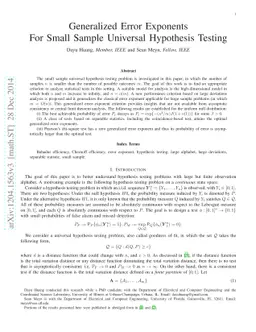 Generalized Error Exponents For Small Sample Universal Hypothesis
  Testing