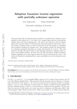 Adaptive Gaussian inverse regression with partially unknown operator