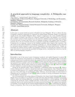 A practical approach to language complexity: a Wikipedia case study