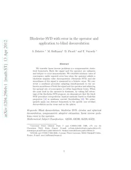 Blockwise SVD with error in the operator and application to blind
  deconvolution
