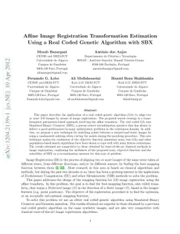 Affine Image Registration Transformation Estimation Using a Real Coded
  Genetic Algorithm with SBX