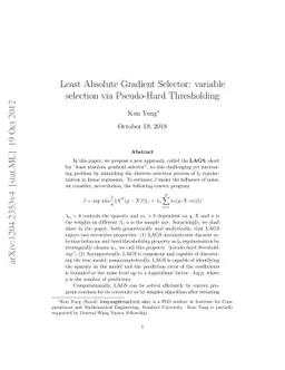 Least Absolute Gradient Selector: Statistical Regression via Pseudo-Hard
  Thresholding