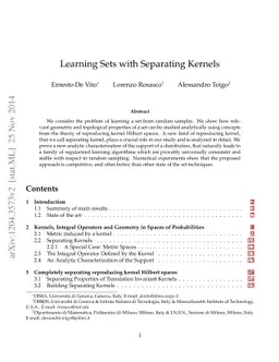 Learning Sets with Separating Kernels