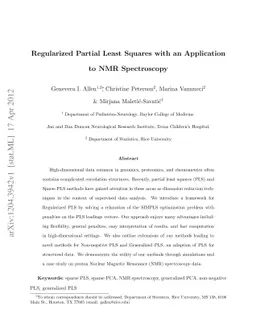 Regularized Partial Least Squares with an Application to NMR
  Spectroscopy