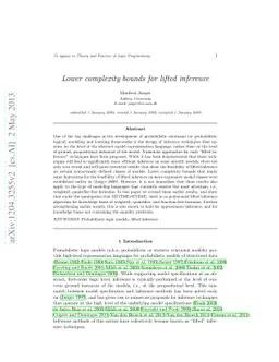 Lower Complexity Bounds for Lifted Inference