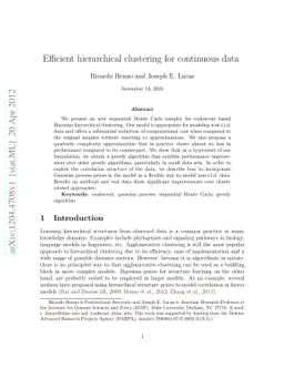 Efficient hierarchical clustering for continuous data