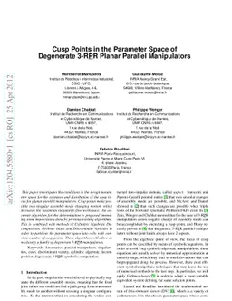 Cusp Points in the Parameter Space of Degenerate 3-RPR Planar Parallel
  Manipulators