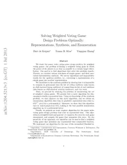Solving Weighted Voting Game Design Problems Optimally: Representations,
  Synthesis, and Enumeration