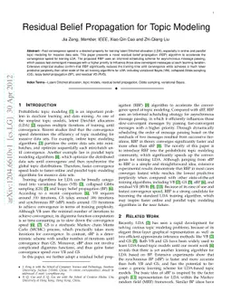 Residual Belief Propagation for Topic Modeling