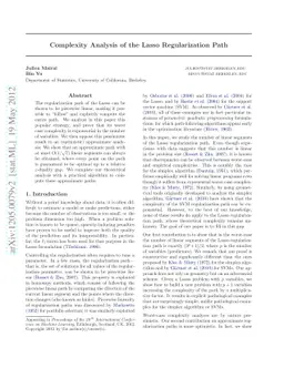 Complexity Analysis of the Lasso Regularization Path