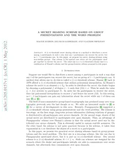 A Secret Sharing Scheme Based on Group Presentations and the Word
  Problem